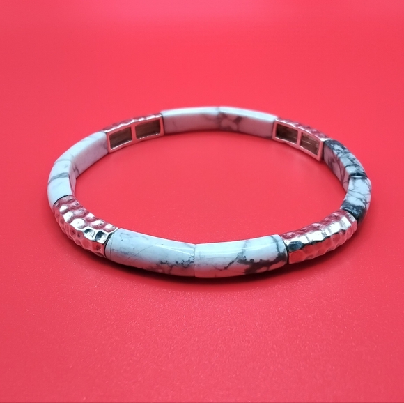Jay King Silver White Magnesite Stretch Bracelet - Picture 5 of 5